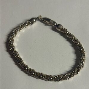 Superb Vintage 925 Sterling Silver CROSS LINK Rope twist Pattern beaded Bracelet